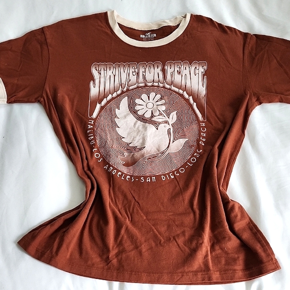 Hollister Graphic T-Shirt with Peace Design
